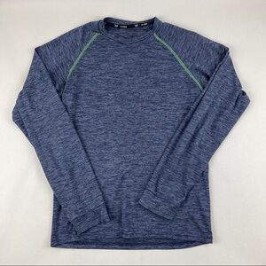 Tek Gear Dry Tek Tshirt Mens Blue Long Sleeve Crew Neck